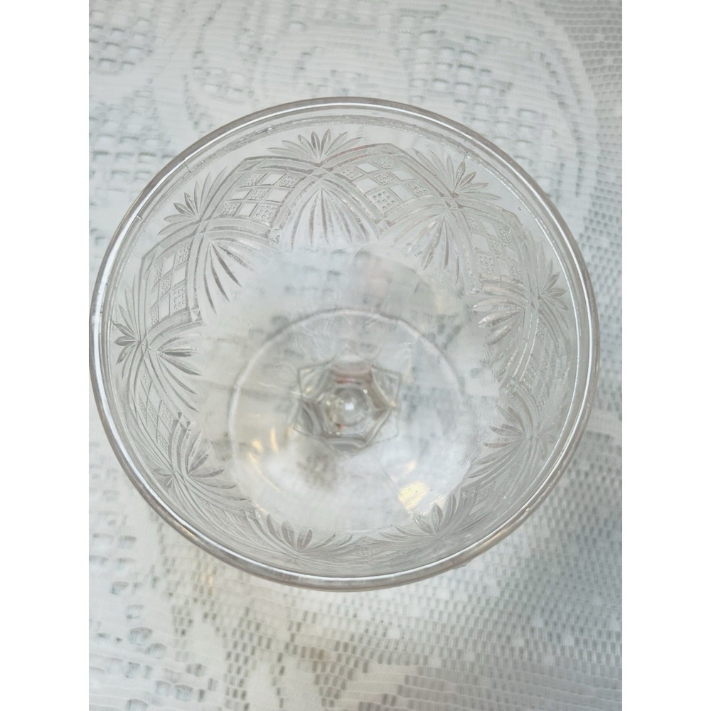 Antique 1800s Buttermilk Glass Goblet Open Sugar Bowl Diamond Starburst - Picture 3 of 7